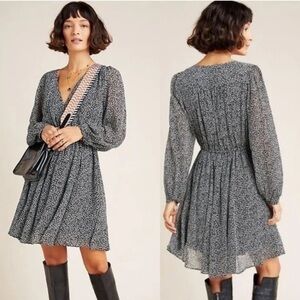 MAEVE x Anthropologie Carolyn leopard animal print long sleeve weekend dress